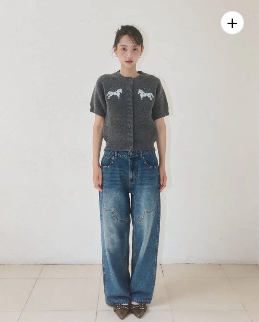 本日限定価格　新品muguet pony half knit tops GRAY