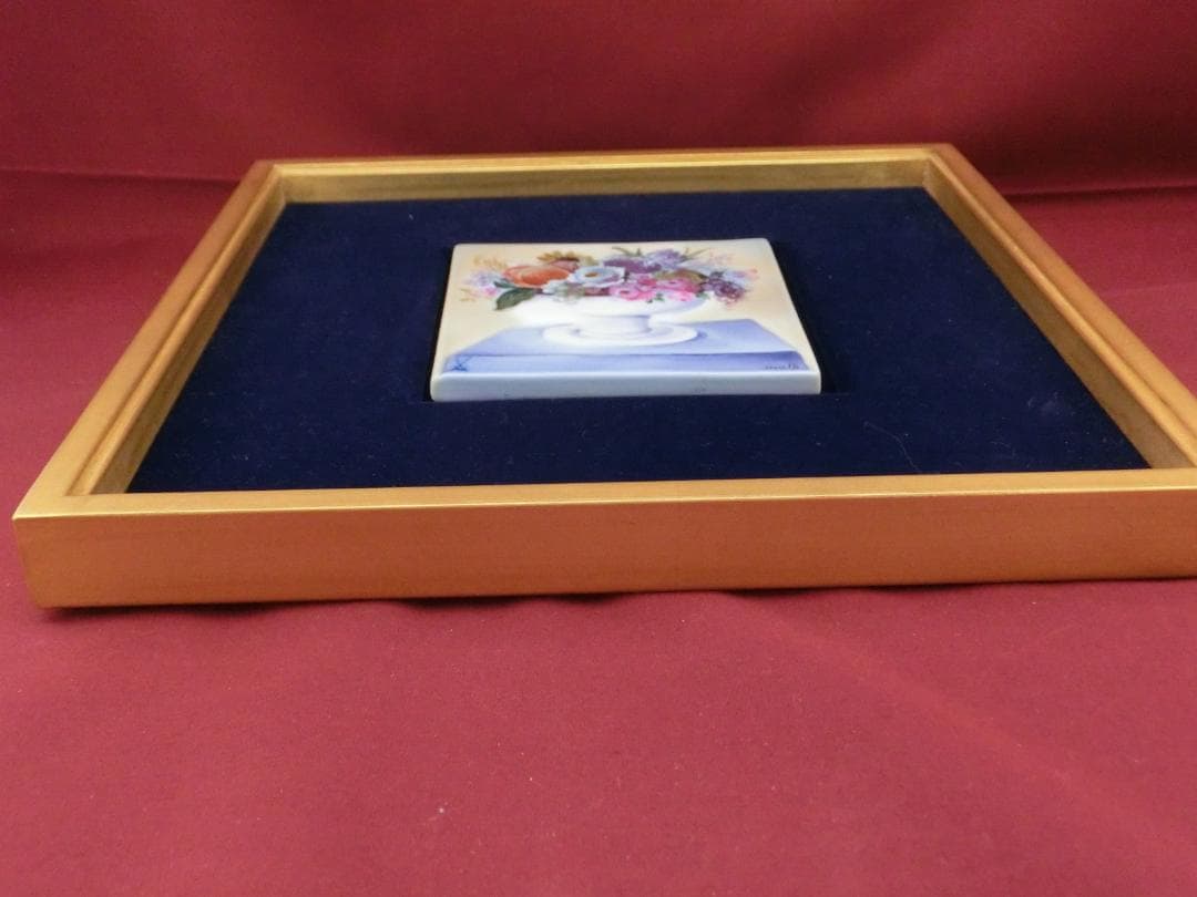 【マイセン】陶板画・卓上の果実花文