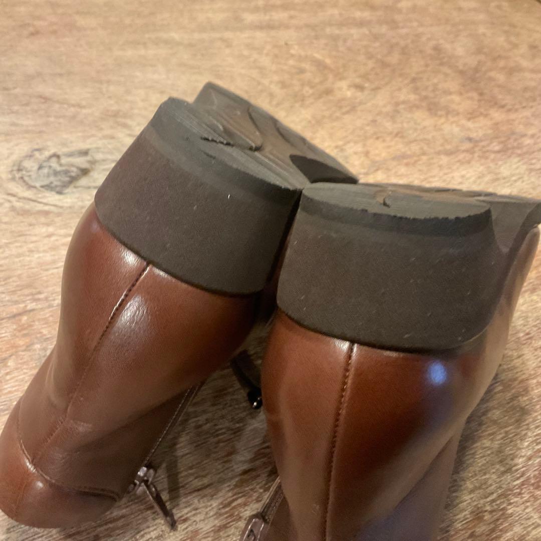 美品！アシックス ペダラ サイドジップ ブーツ 23.5cm 茶 ブラウン