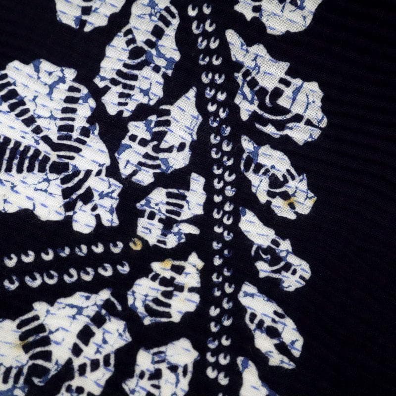 《かさ★手縫い仕立て+ロウケツ染め■浴衣リップル生地木綿紺反25-113》