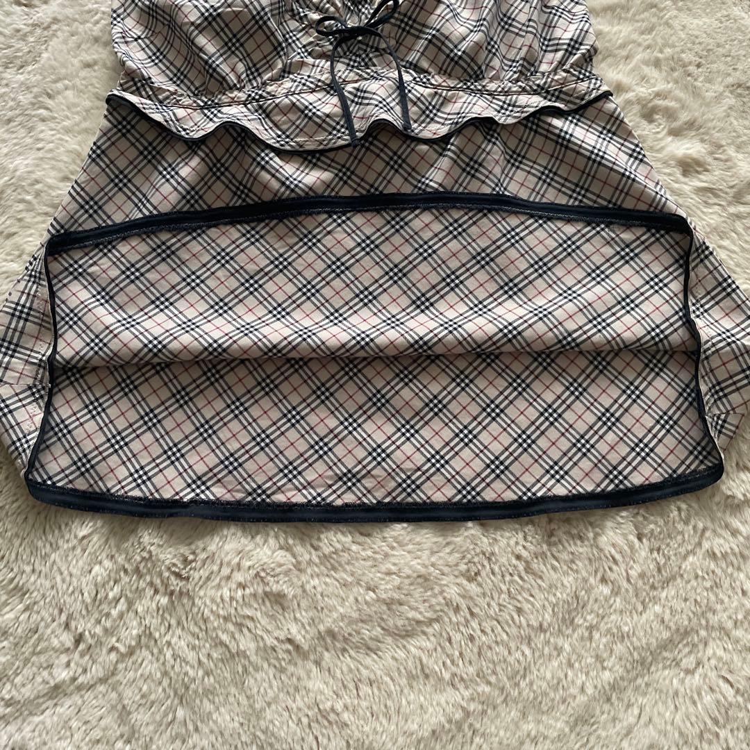 希少バーバリーブルーレーベルキャミソール　バーバリーノヴチェック　リボン y2k