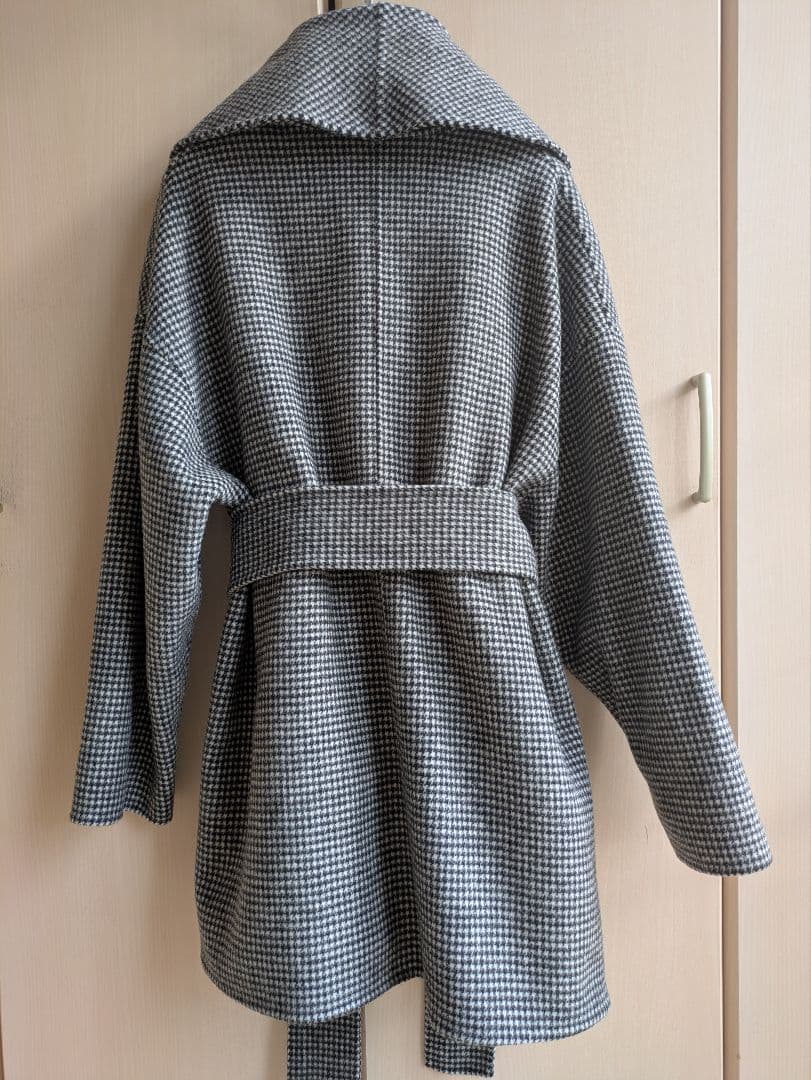 グレー系チェックオーバーサイズコート