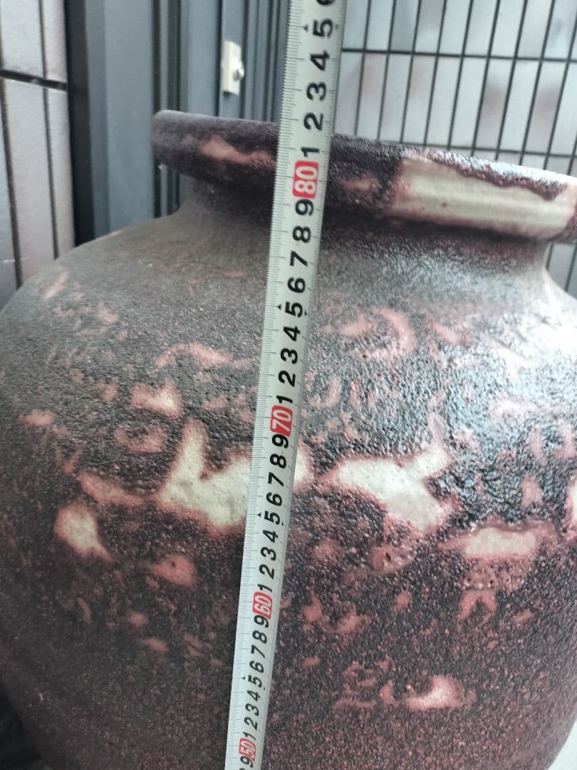 赤紫色の陶器花器 特大　大型　壺　生花　骨董品