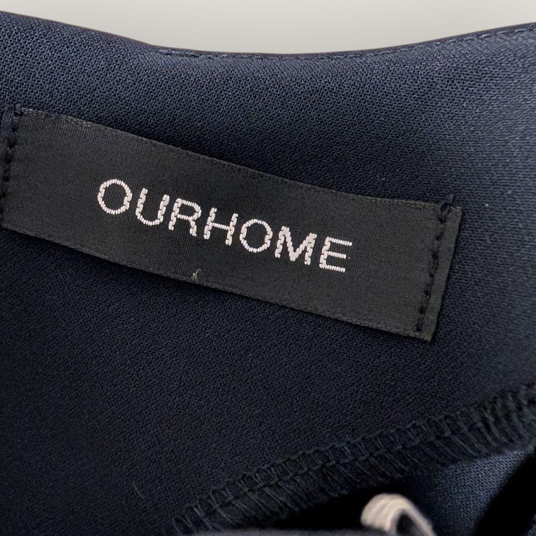 美品 OUR アワーホーム きれいめフレアプルオーバー ネイビー L