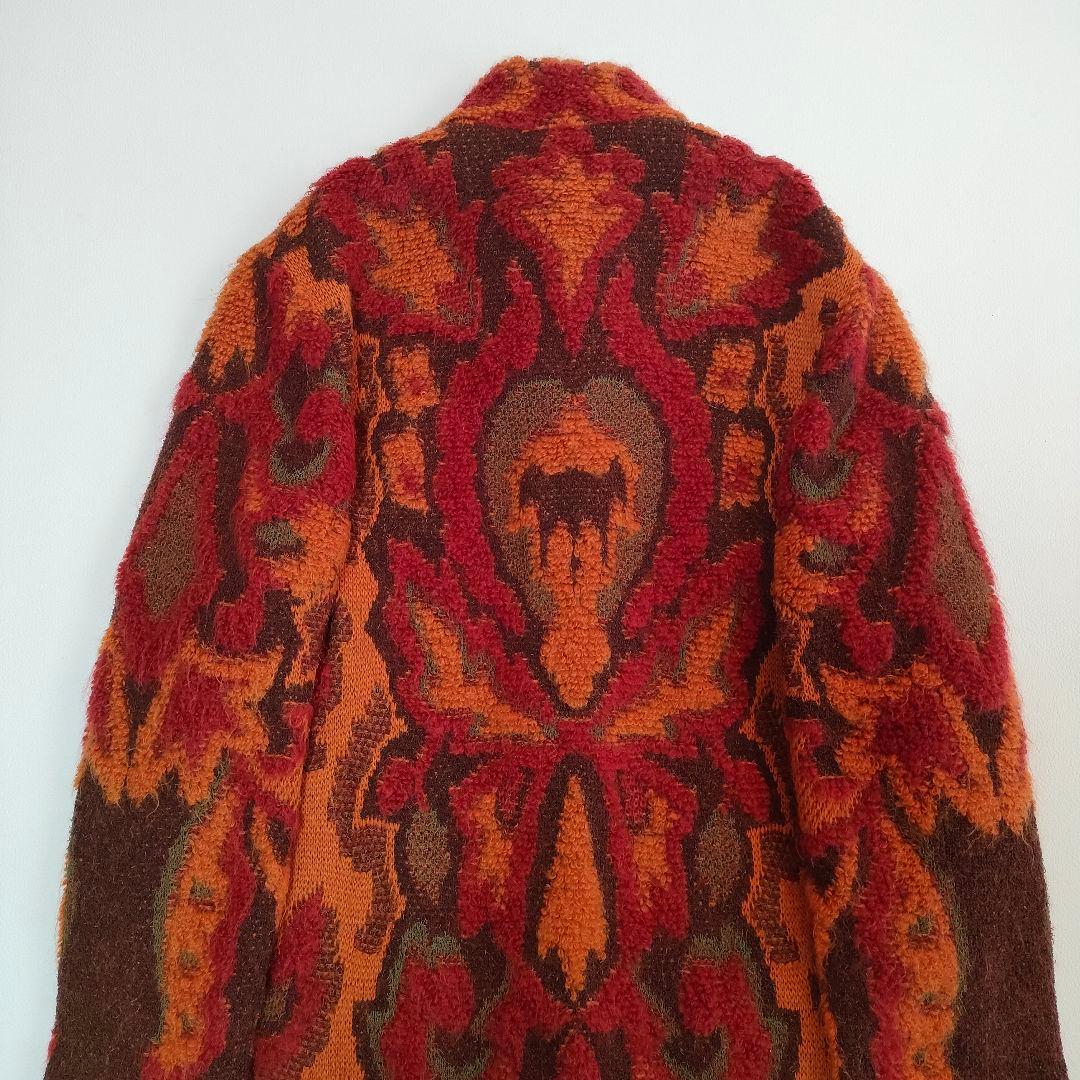 YUKIKO HANAI ウールニットロングコート　ジャガード　フラワー柄