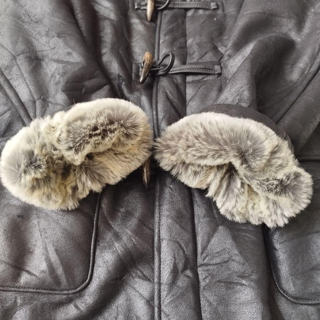 希少美品✨バーバリーブラックレーベル　ムートンダッフルコート　肉厚　ブラック　L