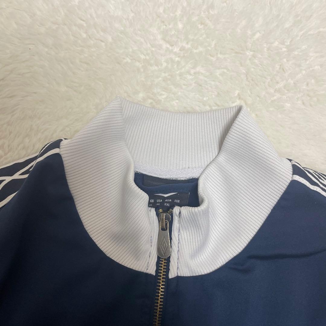 90s 2XLアンブロUmbro トラックジャケット　ネイビー　ジャージ