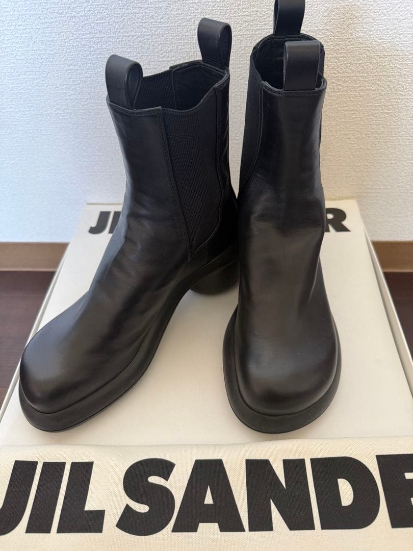 JIL SANDER ブラック サイドゴアブーツ37