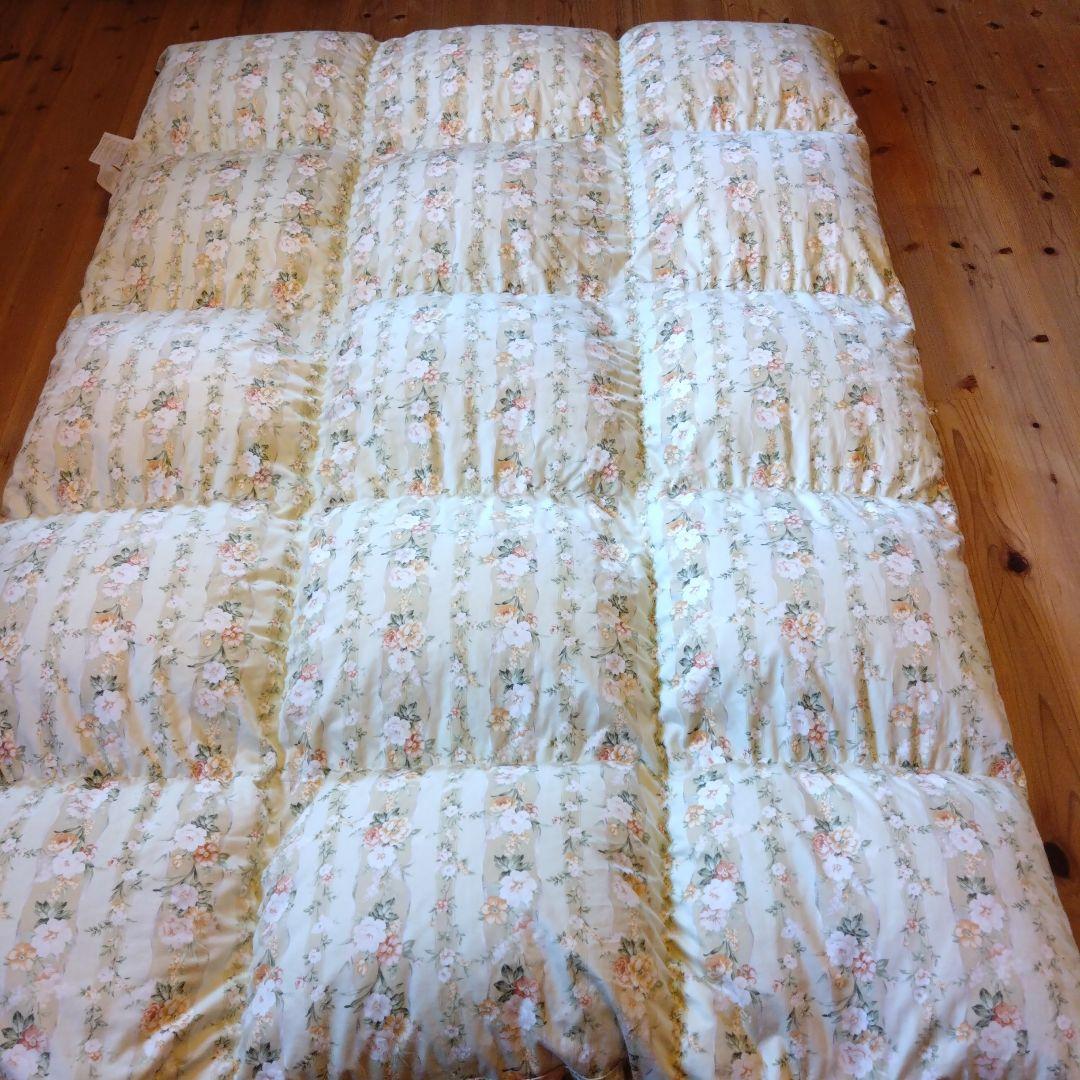 羽毛掛けふとん　シングル　西川　配色（GR） 布団カバー、保管袋　3点セット