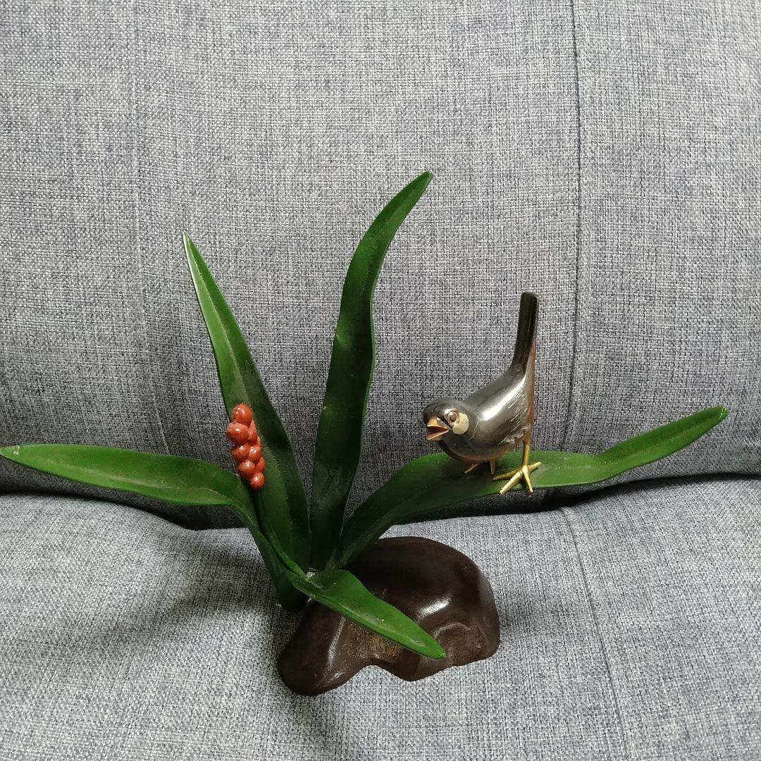 超激レア！！銅？真鍮製 鳥と枝の彫刻！春・夏・秋・冬セットです(⌒▽⌒)