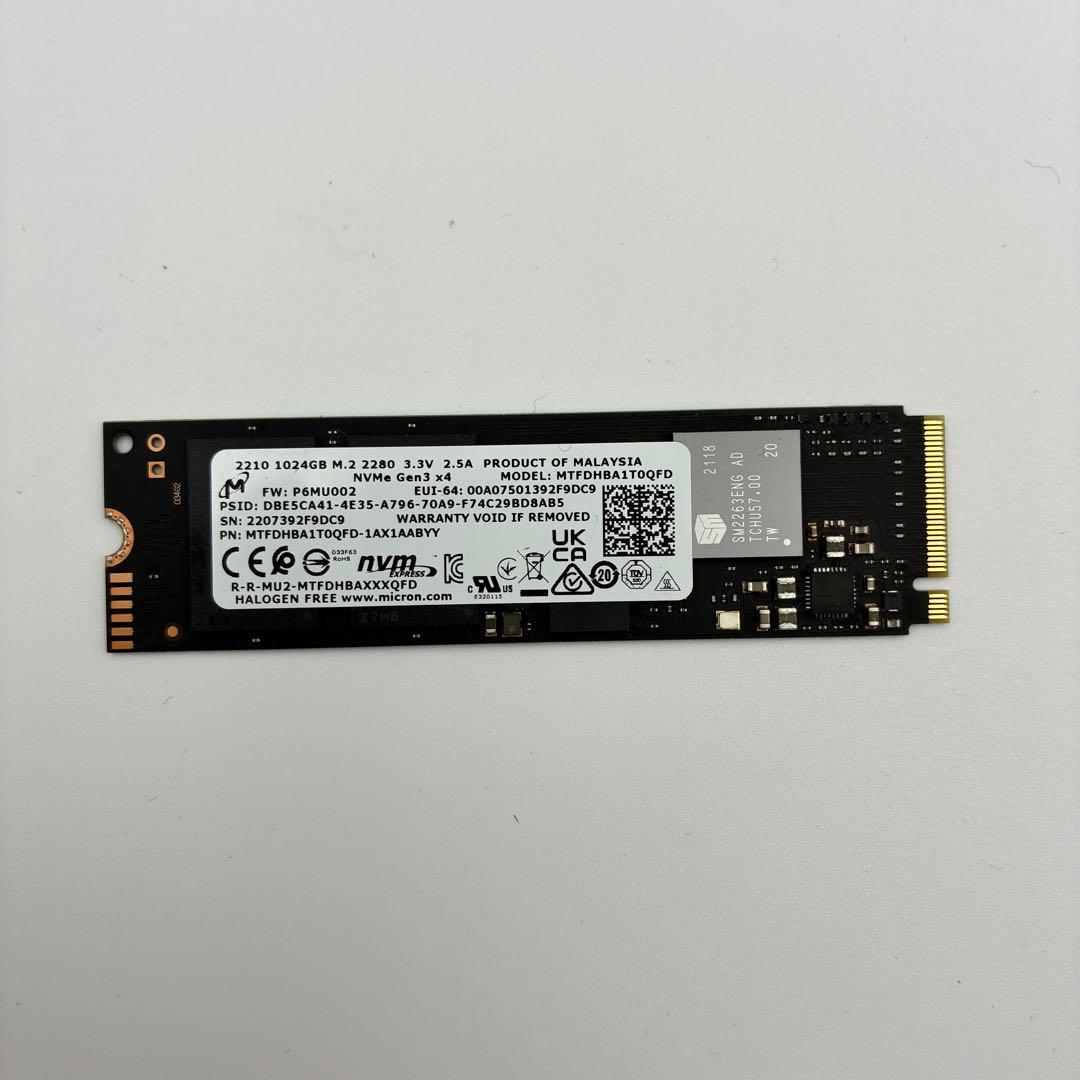 内蔵型SSD micron 1tb M.2 2280 SSD MTFDHBA1TQ0QFD