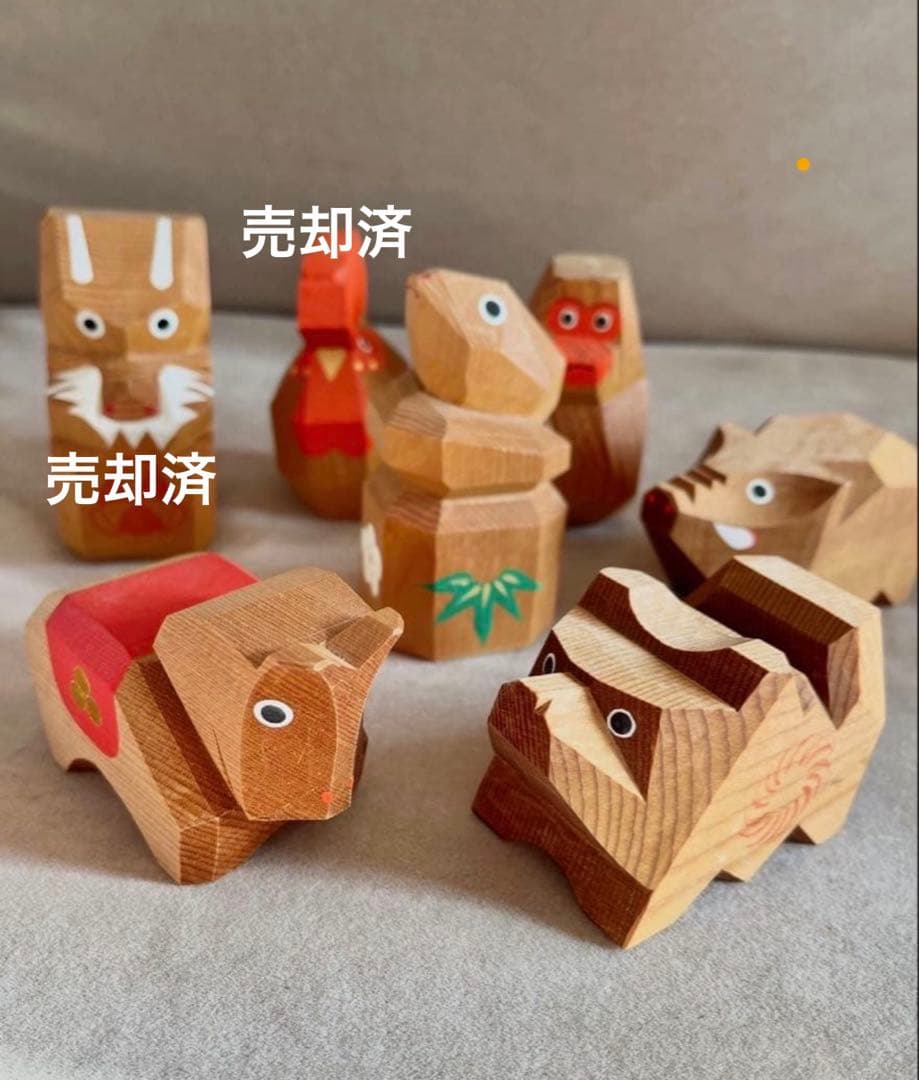 【貴重】出羽三山神社 一刀彫 干支人形 セット／単品（タイトル価格は6体の場合）