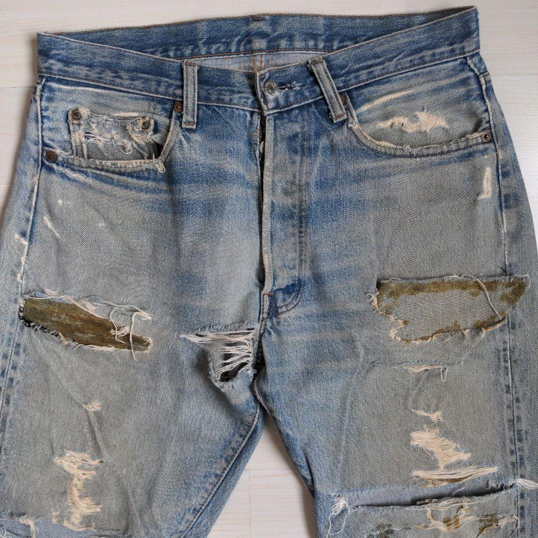 70s リーバイス501 66後期 赤耳 黒カン ボロ グランジ カート