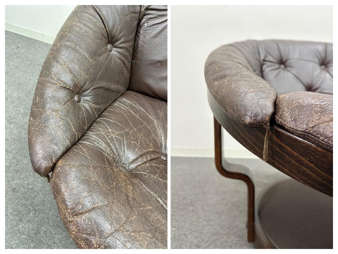 70's北欧ヴィンテージ■Convair回転ラウンジチェア　レザー　ノルウェー