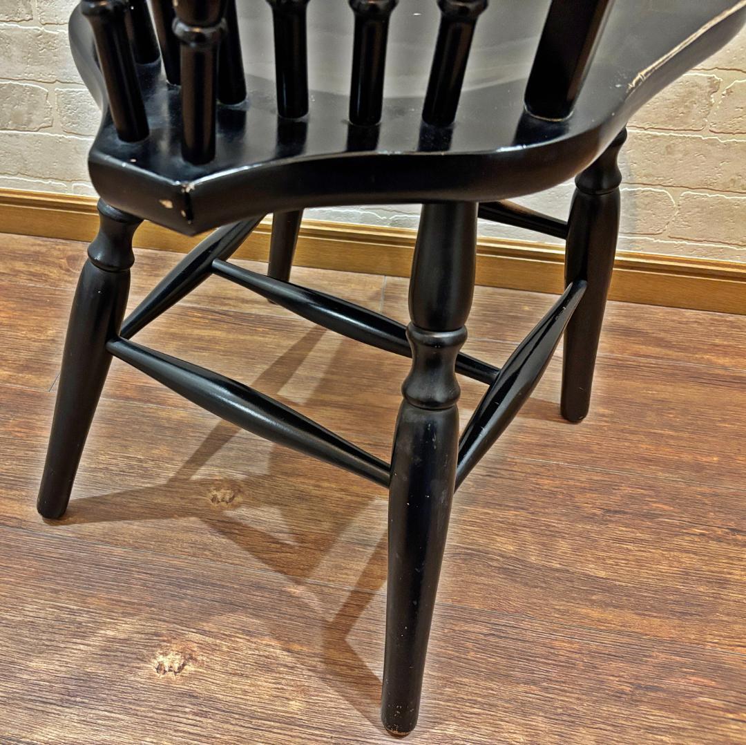 秋田木工 アンティーク レトロ ブラック スピンドルバック ウィンザーチェア③