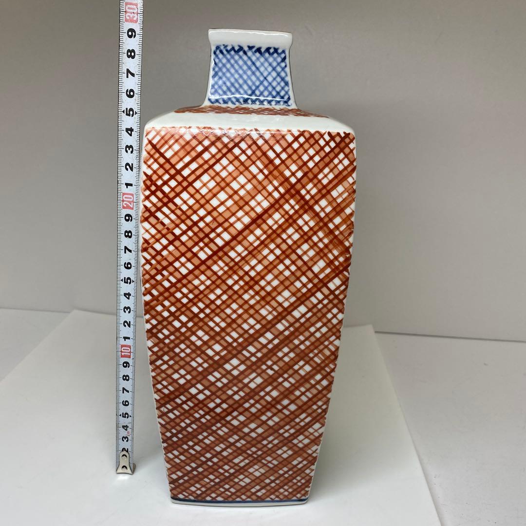 鈴木爽司　色絵花鳥図　角瓶　高さ約29.5㎝　東さ8-0107①