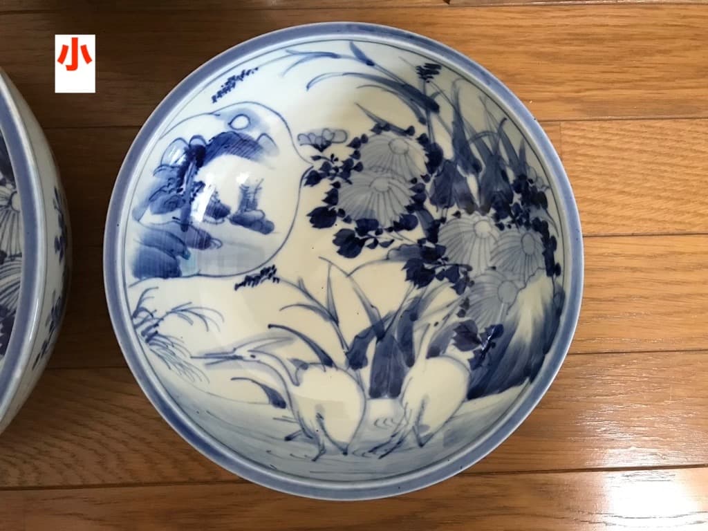 【アンティーク・天保10年】 古伊万里 染付 藍染 三ツ丼 木箱付き