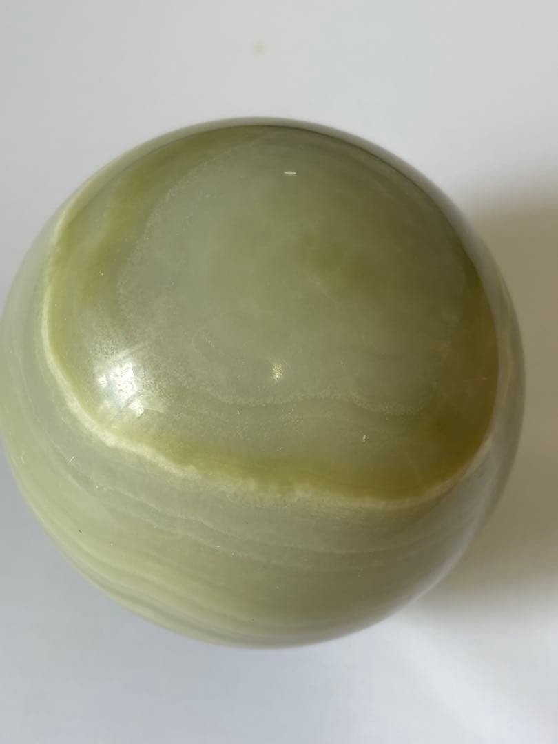 超特大 珍しい 縞瑪瑙 メノウ丸玉 アゲート 黄緑 天然石パワーストーン