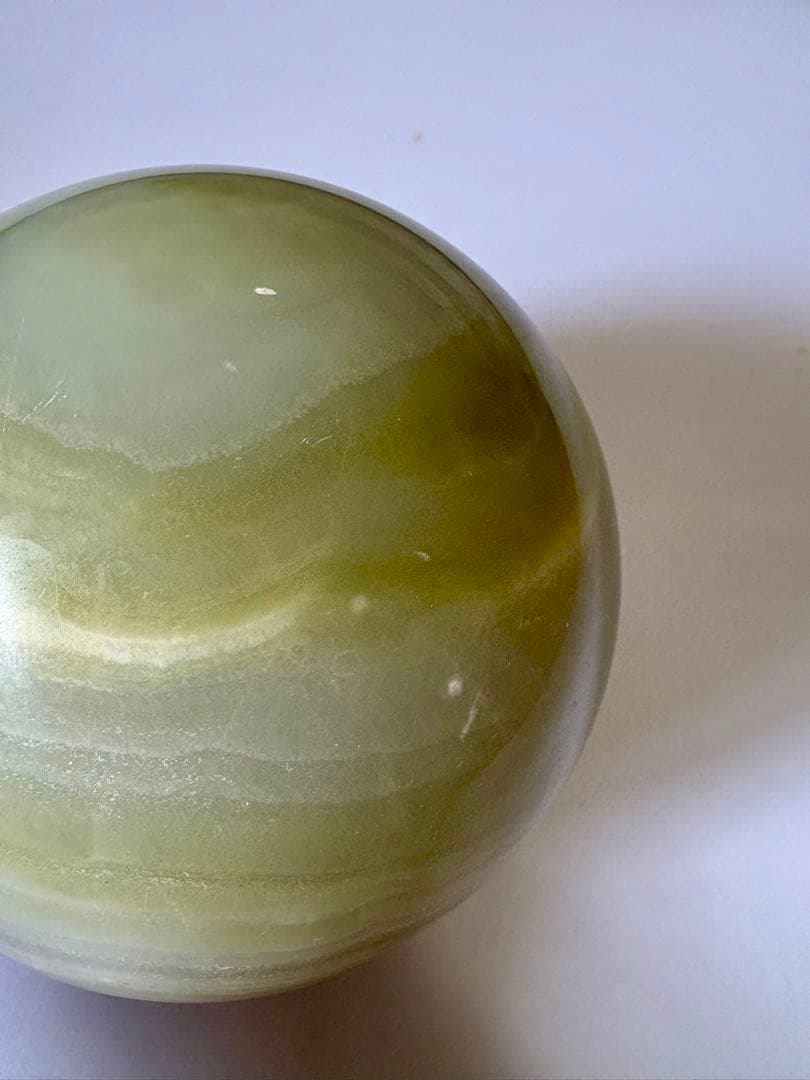 超特大 珍しい 縞瑪瑙 メノウ丸玉 アゲート 黄緑 天然石パワーストーン