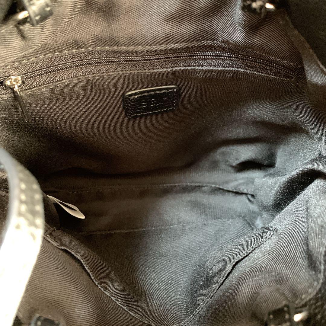 ear PAPILLONNER バックル巾着ショルダーバッグ レザー 黒 S