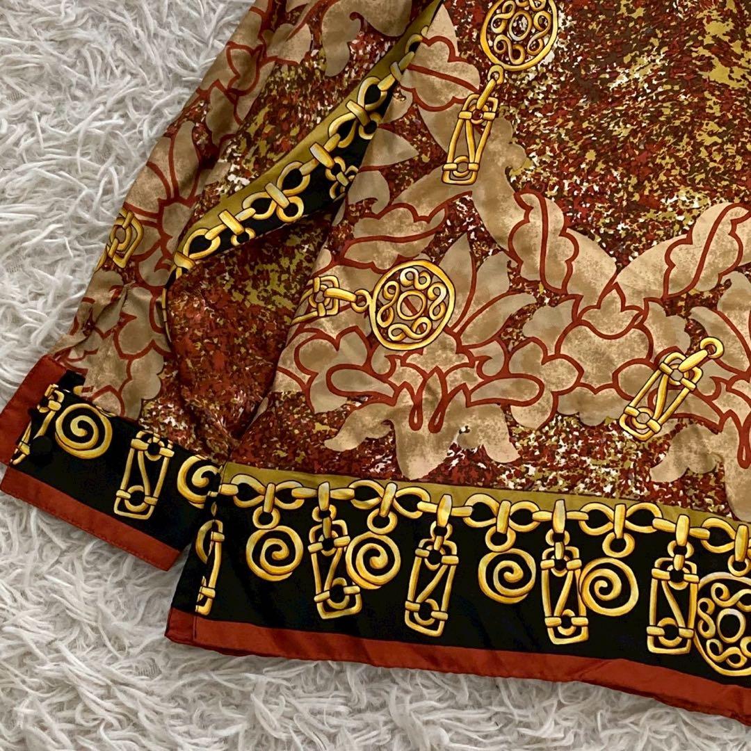 ［良品］CELINE 総柄ブラウス シルク マルチカラー ヴィンテージ