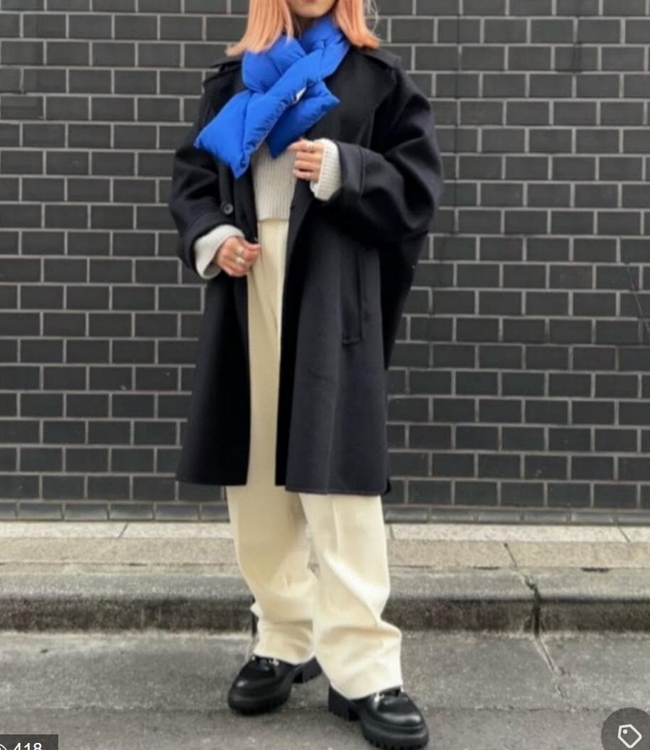 22aw Beauty & Youth リバー ポンチョ コート ネイビー S