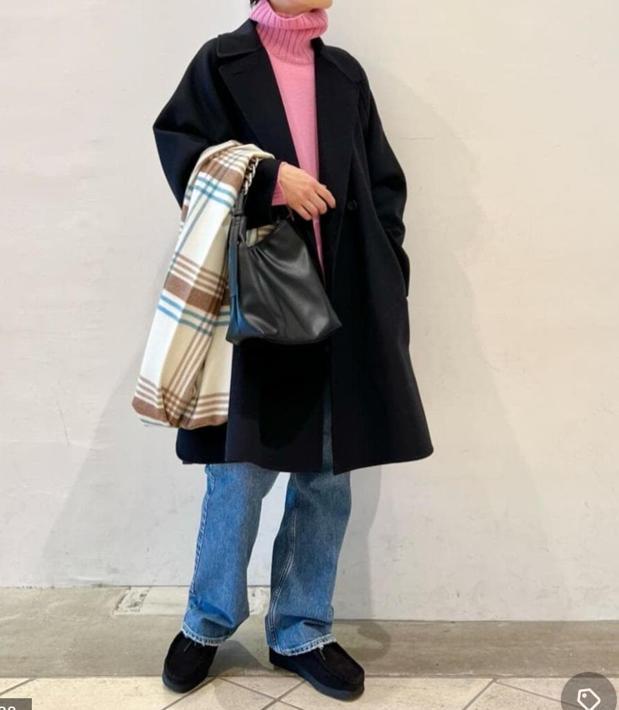 22aw Beauty & Youth リバー ポンチョ コート ネイビー S