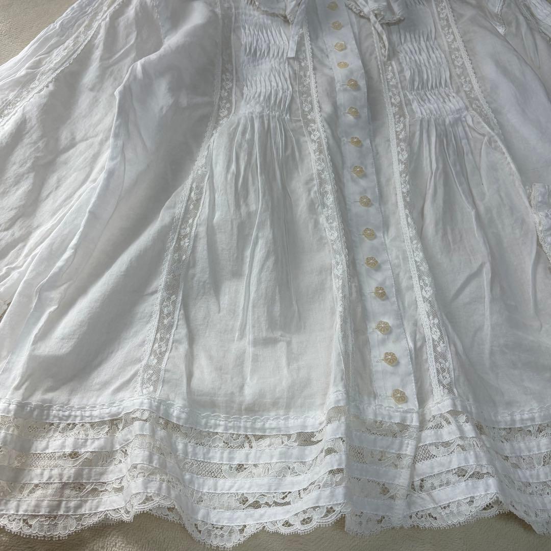 ピンクハウス　希少　日本製　ローンブラウス　レース　花モチーフ　ピンタックP72