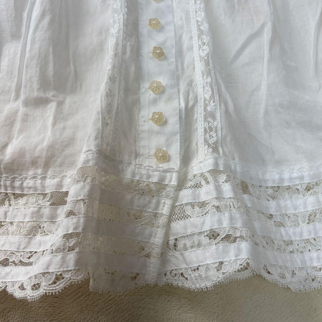 ピンクハウス　希少　日本製　ローンブラウス　レース　花モチーフ　ピンタックP72