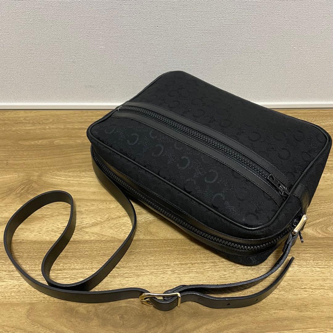 《美品》CELINE（セリーヌ）キャンパス×レザー ショルダーバッグ ブラック