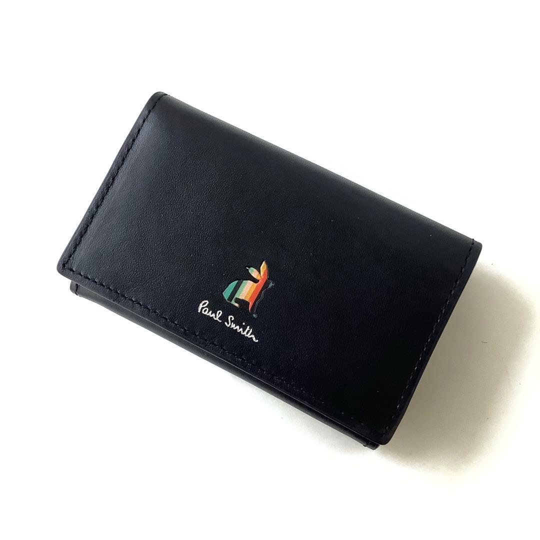 新品★ポールスミス★マーケトリーストライプラビット名刺入れカードケース★ブラック