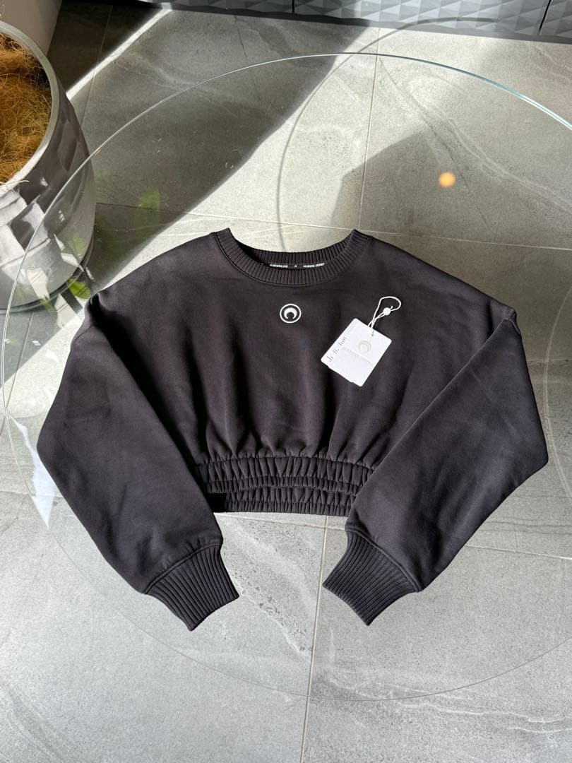 Marine Serre マリーンセル ブラック クロップド スウェット