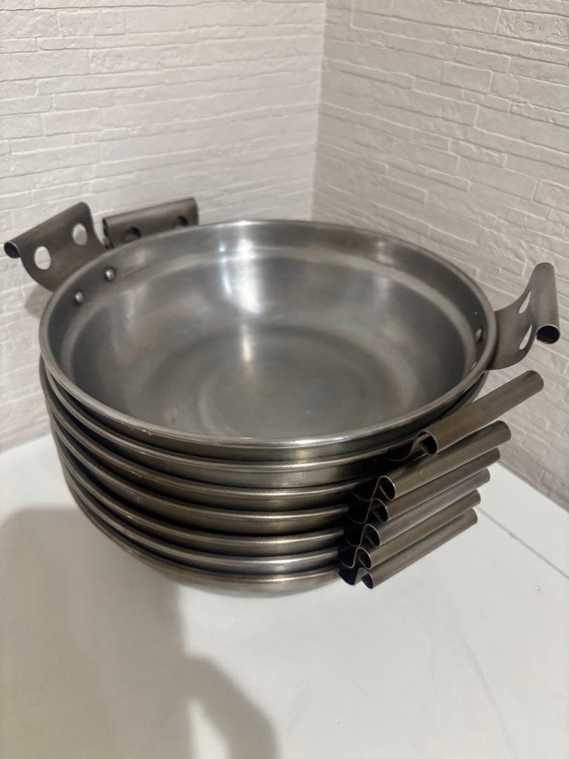 99.ステンレス　1人用鍋　計7個　両手鍋　アウトドア　キャンプ等