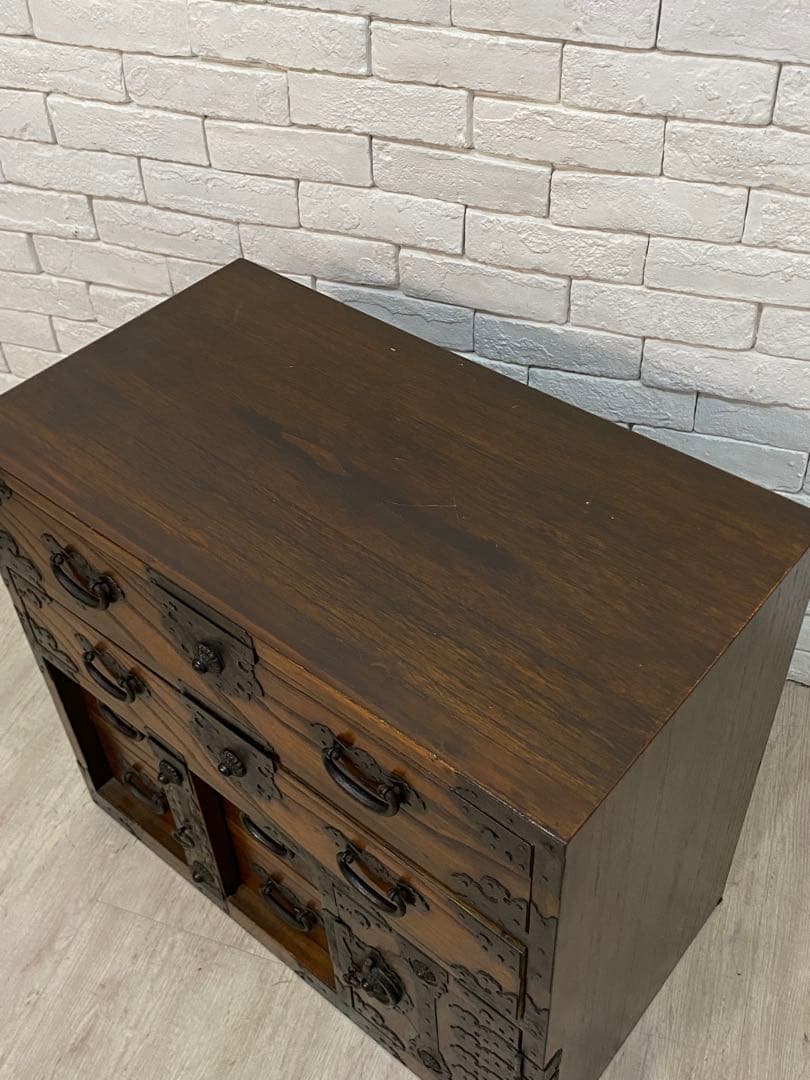 【東京都内23区配送無料】アンティーク　ミニ　箪笥　木製　引き出し　古道具　民芸