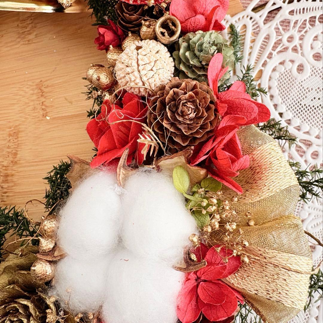 No125 キラキラリボンとリンリンベル♥大きめクリスマスリース