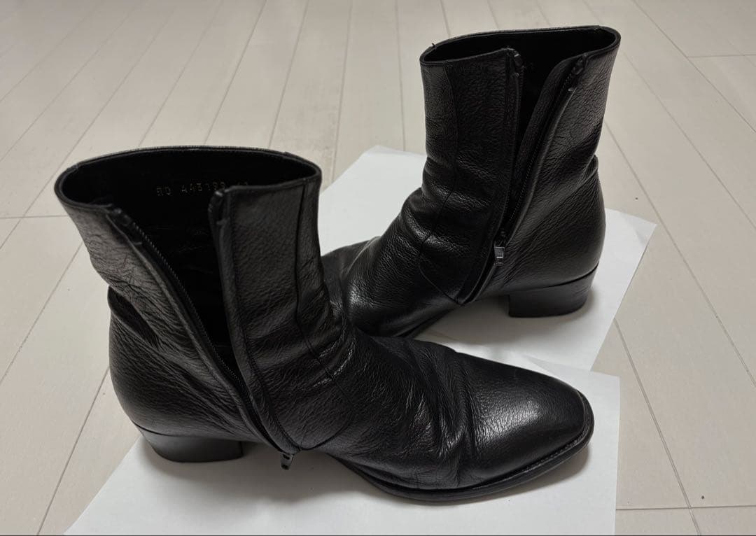 【美品】Saint Lawrent シュリンクレザー サイドジップブーツ