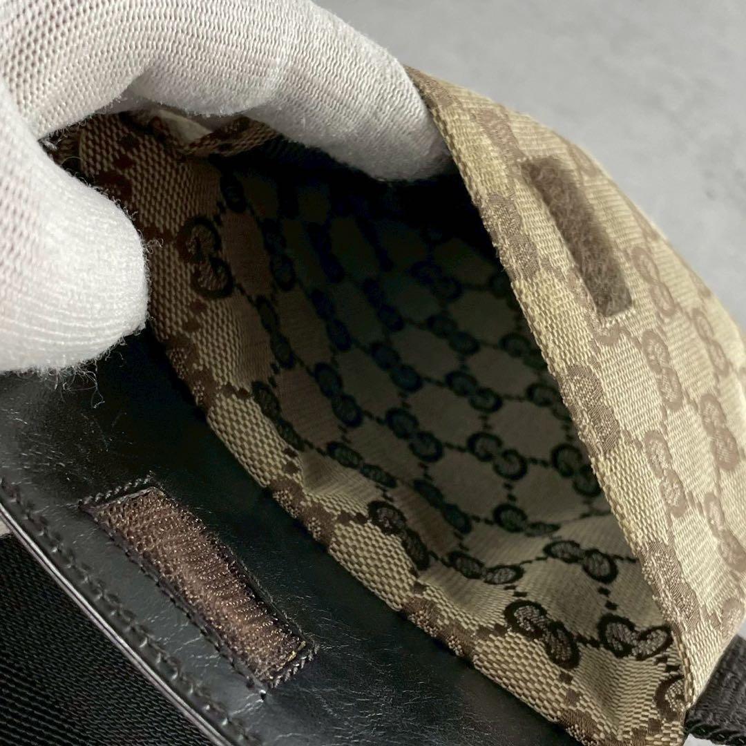 美品 GUCCI ボディバッグ GGキャンバス レザー ブラウン系 レディース