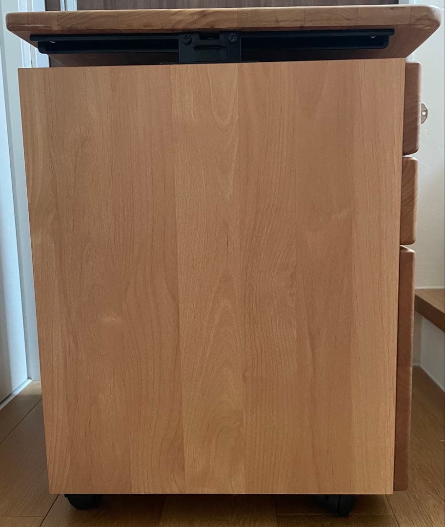 堀田木工所　hotta woody　昇降式　ワゴン　袖机　鍵　学習机　国産　無垢