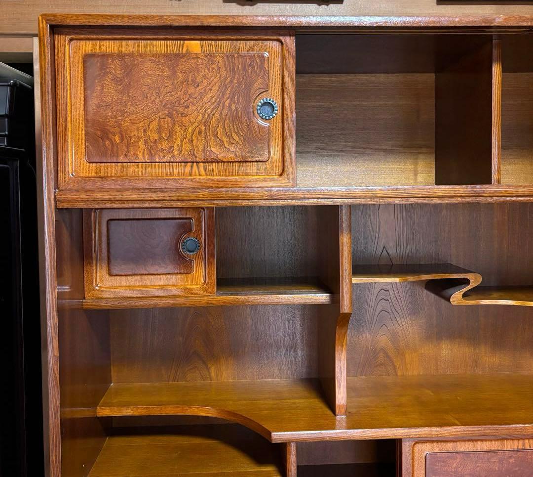 最終値下げ⭐️茶箪笥 茶棚 水箪笥 昭和レトロ 飾り棚 ケヤキ 漆塗り 2段重ね