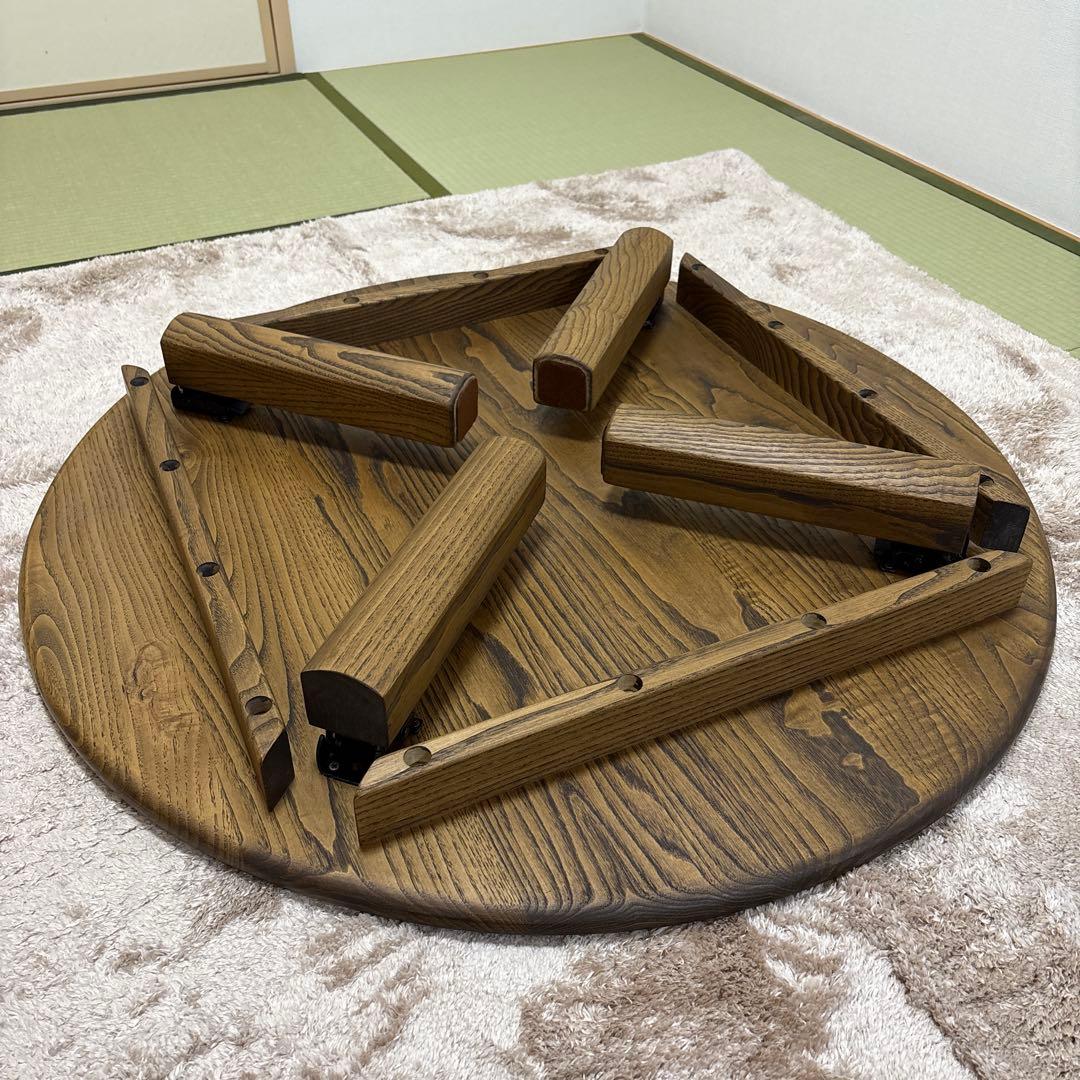 家具工房 芽生 ちゃぶ台 クリ 無垢材 太鼓脚