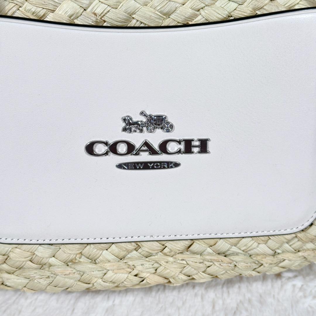 【美品】 ★日本未発売★ COACH コーチ ホワイト かごバッグ A4収納