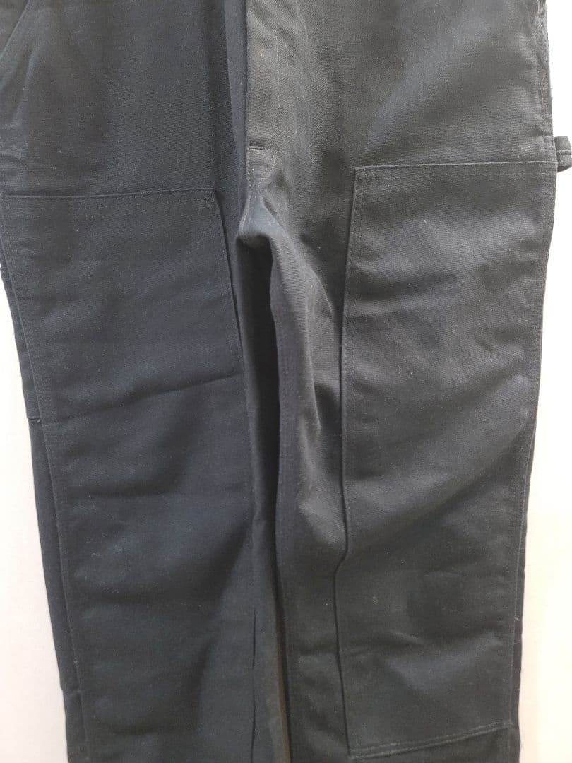 ROUND HOUSE ブラックオーバーオールw36L30　ダブルニー　ダック地