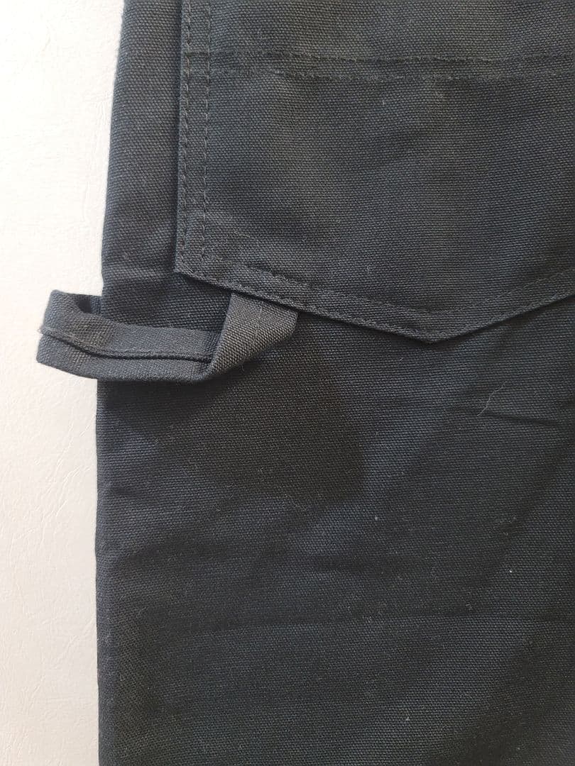 ROUND HOUSE ブラックオーバーオールw36L30　ダブルニー　ダック地