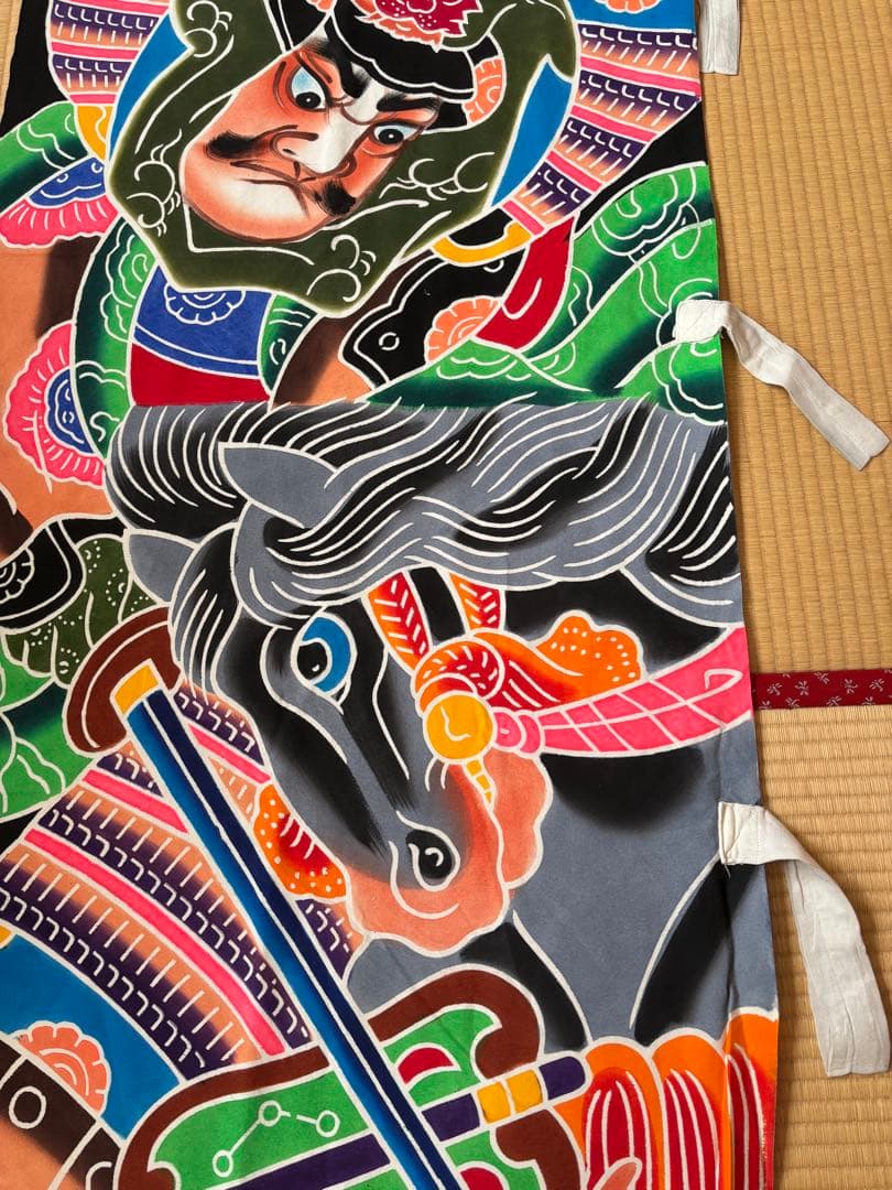 のぼり旗　５人武者　当時物　 71✖️750 1－5