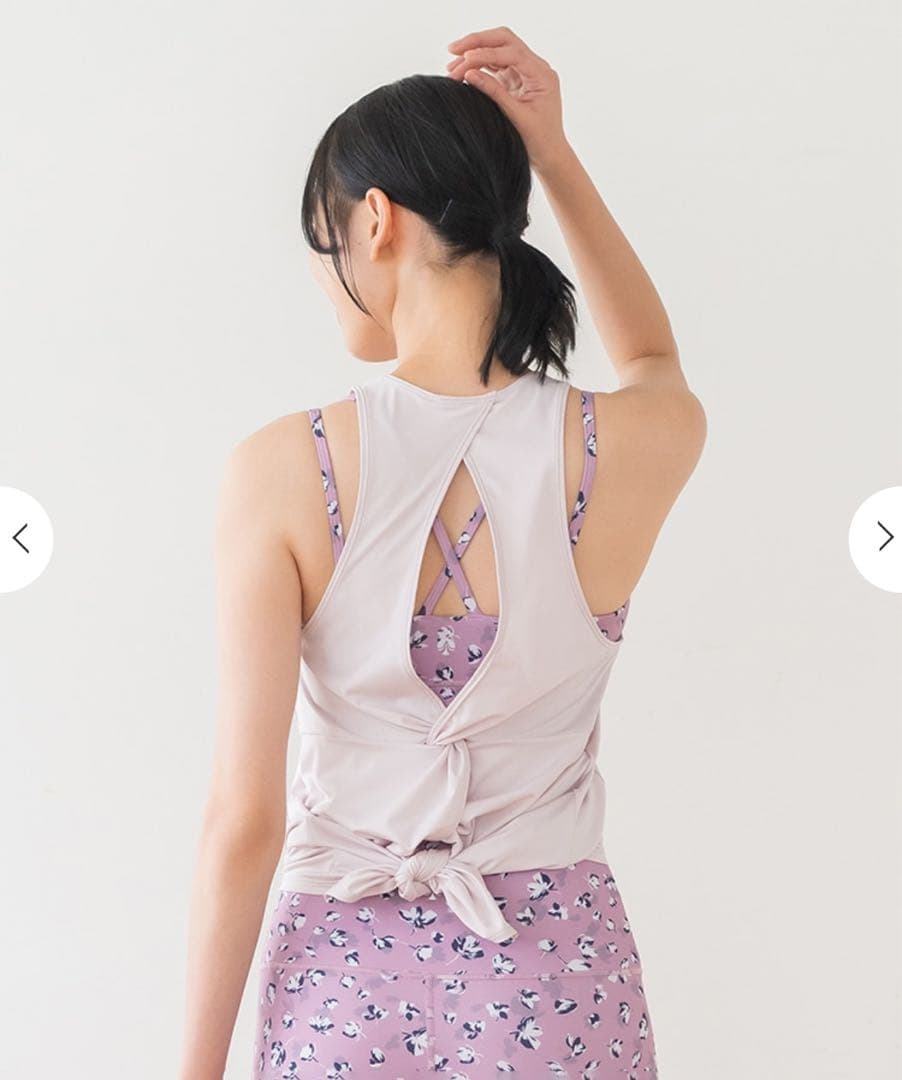 スカーラ フラワープリント　セパレートタンクトップ Mサイズ　ダスティピンク