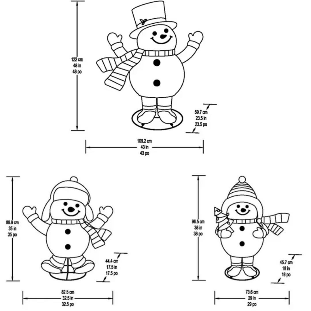 【新品】ポップアップ スノーマンファミリー 3体セット LED イルミネーション