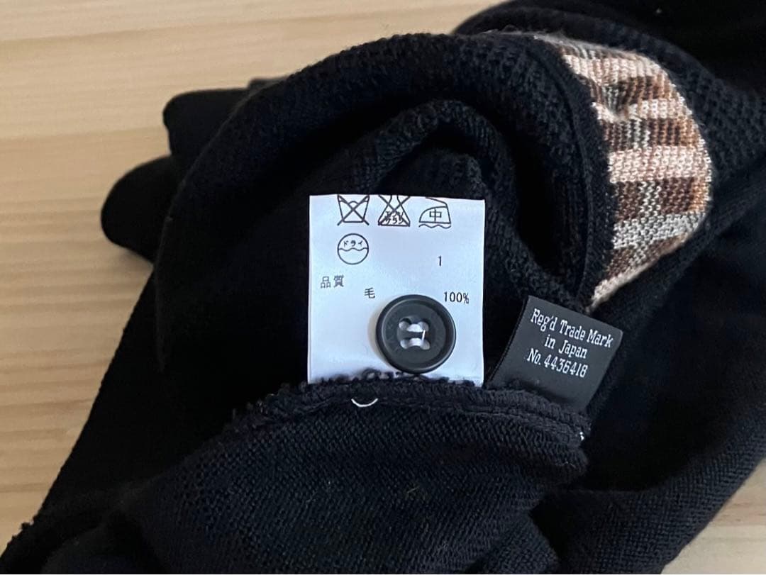 美品 DAKS ダックス ウール ニット ベスト ブラック ハウスチェック L