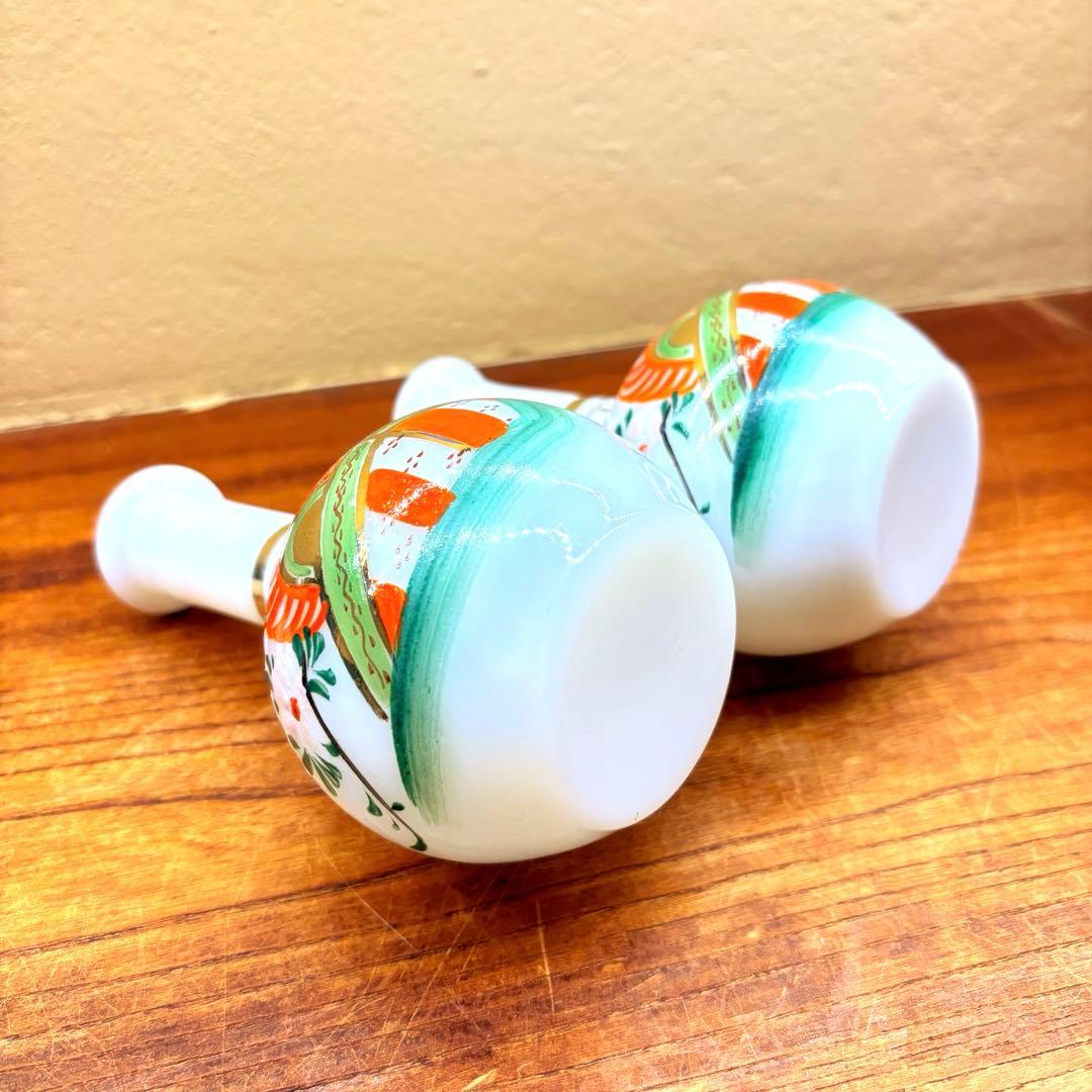 大正ガラス　昭和レトロ　徳利　ミルクガラス　年代物　戦前　骨董品　ガラス　食器