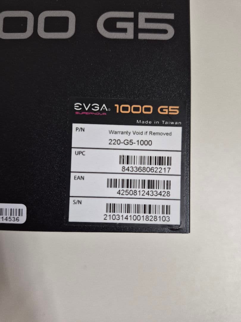 電源ユニット EVGA SuperNOVA 1000 G5 80Plus Gold 1000W