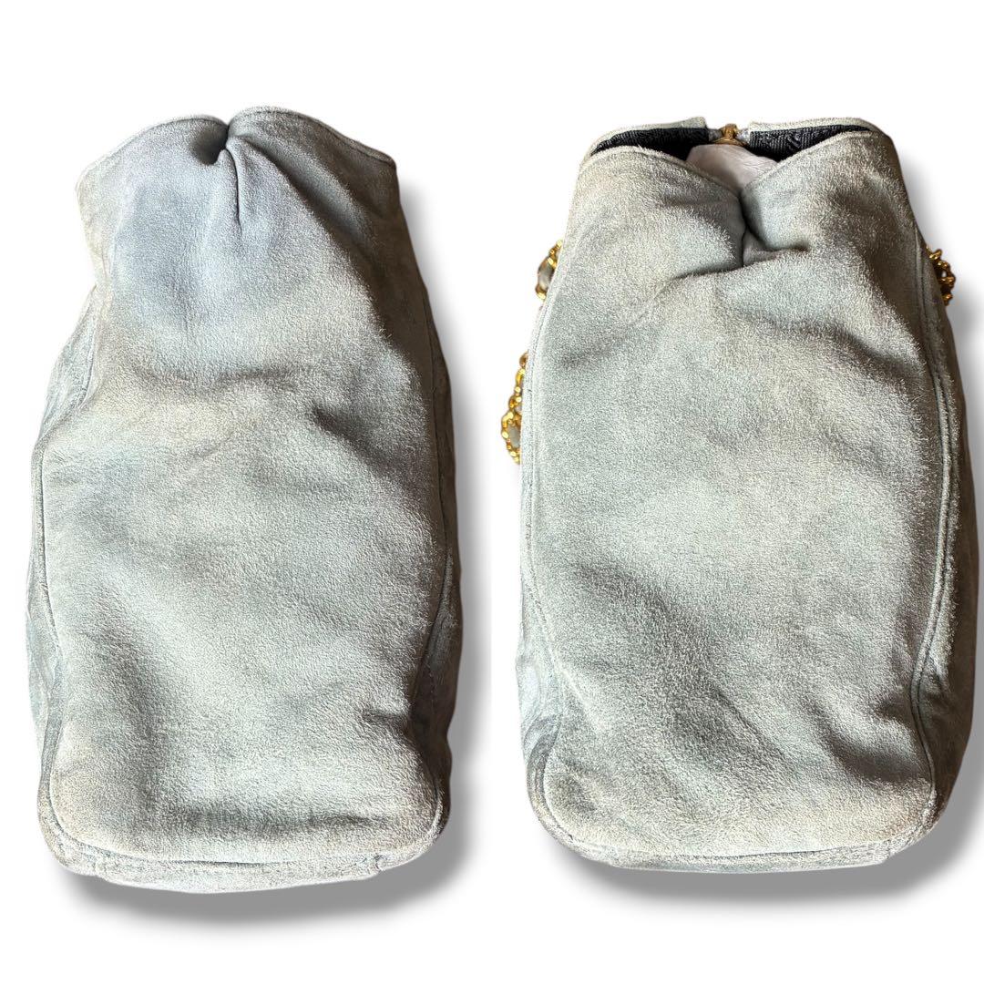 PRADA プラダ チェーン ショルダーバッグ キルティング スエード 三角ロゴ